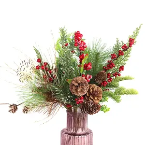 FCC1201 High quality Christmas berry products fabric artificial Christmas flower twigs crafts for decoration