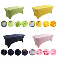 Nappe de mariage en plein air avec impression personnalisée et logo rectangulaire couverture de table extensible en spandex pour banquet fête en polyester à manger