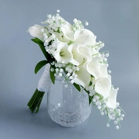 Bouquet de fleurs artificielles en soie Calla Lily fait main, décoration de mariage en PU pour la mariée, pour Noël, le Nouvel An, Pâques et autres occasions