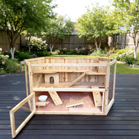SDHC001 Maison pour animaux de compagnie en bois de luxe moderne, durable et écologique, grande cage pour hamster avec fermeture coulissante horizontale, motif floral pour l'intérieur