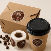 Autocollant rond en vinyle imperméable personnalisé, étiquette autocollante avec logo personnalisé pour les emballages de gobelets et de boîtes de café et de plats à emporter