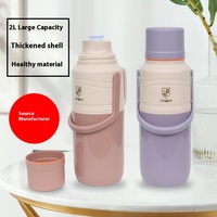 Botol termos, termos Liner kaca tebal 2L rumah tangga Modern, botol air panas vakum 3L kapasitas Stainless Steel