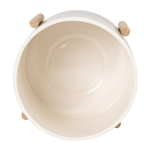Vaso in ceramica con supporto in legno di pino, rotondo, per uso interno ed esterno - Product Image 6