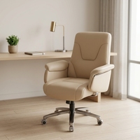 Chaise de bureau ergonomique pivotante à dossier haut en PU, production OEM, luxe exécutif, marque MEETCO, garantie 36 mois, structure en aluminium