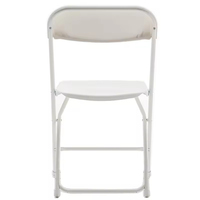 Chaise pliante en métal à dossier plat, en plastique blanc, empilable, pour jardin extérieur, mariage, événement, à prix réduit
