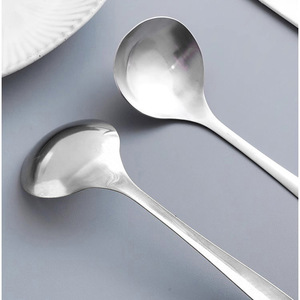Stainless steel soup spoon, <b>large</b> soup ladle, buffet serving spoon, thickened and deepened <b>large</b>-headed round spoon, porridge - Product Image 4