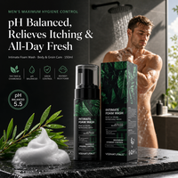 Mousse nettoyante intime pour hommes OEM, anti-démangeaisons, élimination des odeurs, pH équilibré, antibactérienne, pour le corps et la zone inguinale