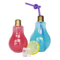 Bouteilles en verre d'ampoule personnalisées 300ml/400ml Récipients à boisson uniques avec couvercles en métal pour cadeaux décoration de la maison