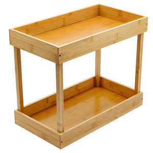 Porte-épices à 2 niveaux Organisateur <span class=keywords><strong>sous</strong></span> évier en bambou Tiroir de rangement en <span class=keywords><strong>bois</strong></span> Organisation de l'armoire <span class=keywords><strong>Étagère</strong></span> pour salle de bain - Product Image 2