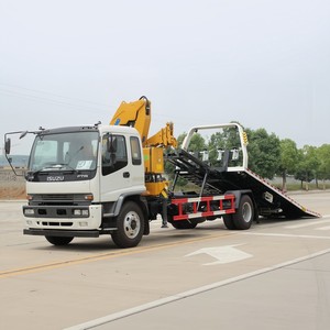 Isuzu FTR 4x2 <b>Flatbed</b> Wrecker <b>Truck</b> with 6 Ton Hydraulic Knuckle Boom Crane Slidebed Recovery <b>Truck</b> 4HK1 Engine - Product Image 5