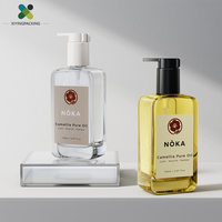 Flacons de parfum de luxe 150 ml en verre ambré vert, bouteille rectangulaire à paroi épaisse avec pompe à huile pour cosmétiques et soins de la peau