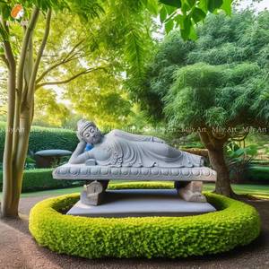 รูปปั้นพระพุทธรูปแกะสลักด้วยมือทำจากหินอ่อนธรรมชาติสำหรับตกแต่งสวนกลางแจ้ง - Product Image 6