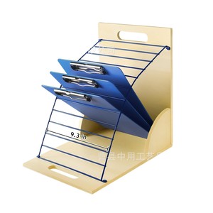 Wooden Document <b>Organizer</b> With Blue Clipboards 8 Tier Standing Desk <b>File</b> Holder For Office Home Use - Product Image 5