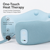 Oreiller chauffant vibrant rechargeable avec massage à 4 points, 2 niveaux de chaleur, mousse à mémoire de forme pour les voyages, la maison et le bureau