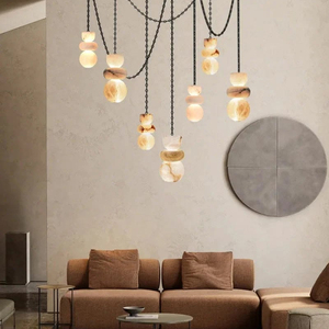 Modern Pendant Light Iron Alabaster Nordic Industrial Dining Room Chandelier Hotel Decor Cross-Border Stone <b>Hanging</b> - Product Image 2