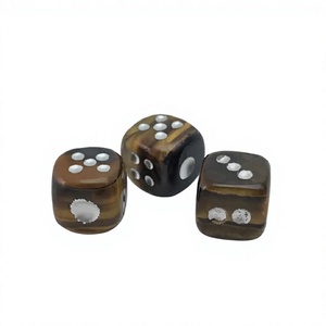 Dés en pierre de haute qualité D6, œil de tigre, pierre précieuse, cristal, dés gravés, points personnalisés, ensembles de dés Viking - Product Image 1