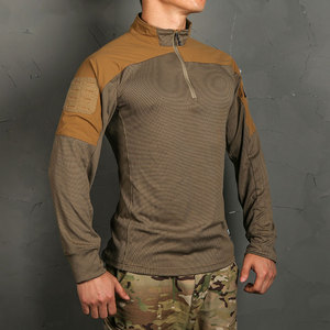 Men Hải Quan Logo Tops Nửa Zip Xếp Li Dài Tay Áo Crew Neck Compression Slim Trang Bị Áo Sơ Mi Khô Nhanh Tùy Chỉnh Mens Phòng Tập Thể Dục Cơ Bắp - Product Image 6