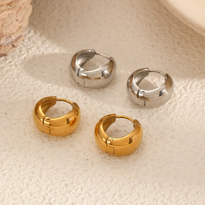 ต่างหูฮักกี้ทรงเรขาคณิต สแตนเลสสตีล 18k ทองไทเทเนียม เครื่องประดับแฟชั่นสำหรับผู้หญิง ของขวัญ - Product Image 1