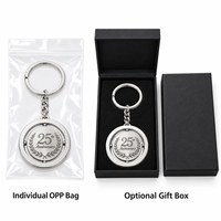 Porte-clés rotatif en métal personnalisé avec logo gravé pour anniversaire d'entreprise, cadeau promotionnel, cadeau à offrir