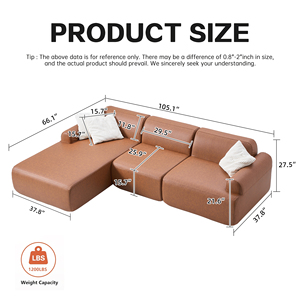 <span class=keywords><strong>Sofa</strong></span> Seksional Modular Bentuk L 105 inci - <span class=keywords><strong>Sofa</strong></span> Tanpa Rangka Terkompresi dengan Sarung yang Dapat Dilepas dan Dicuci - Product Image 2