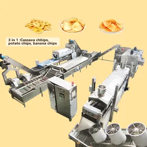 Máquina automática de patatas fritas/línea de producción automática de patatas fritas/máquina industrial para hacer patatas fritas