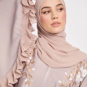 Abaya LEDUO Personalizada, Elegante, Casual, con Bordado Floral y Mangas con Volantes, Estilo Dubái, para Mujer - Product Image 1