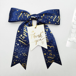 Factory Direct Custom Branding Packaging Set: Printed Satin Ribbon + Pre-tied Bow + Adhesive Thank You <b>Card</b> for Gift Box - Product Image 4