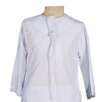 Qamis blanc uni pour garçons, style Oman, thobe pour enfants avec pantalon, polyester durable, anti-rétrécissement, tailles 30-52 pour enfants musulmans