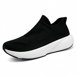 Zapatillas Deportivas Casuales para <span class=keywords><strong>Hombre</strong></span>, Estilo Snicker, Punta Redonda Ancha, Personalizadas, Blancas y Negras, Transpirables, Sin Cordones, para Caminar y Correr - Product Image 1