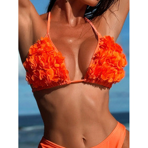 Set Bikini 3D Floreale Sfumato Arancione da <span class=keywords><strong>Spiaggia</strong></span> 2026 Nuova Moda Costumi da Bagno Sexy all'Ingrosso Set Tre Pezzi - Product Image 4