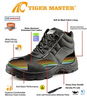 Chaussures de sécurité industrielles Tiger Master, résistantes à l'eau et à l'huile, antidérapantes, en cuir noir, avec embout en acier, anti-perforation, pour hommes