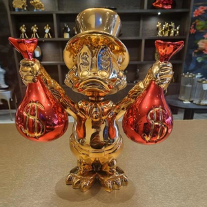 Estatua del Pato Scrooge McDuck Chapada en Oro de Gran Venta, Artesanías de Resina, Personajes de Dibujos Animados, Arte Pop para Decoración de Interiores, Fibra de Vidrio - Product Image 1