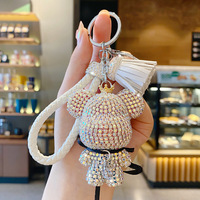 Nouvelle mode en gros, porte-clés en diamant scintillant en forme d'ours, porte-clés en forme d'ours à grosse tête (KC107C)