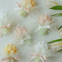 Bougie parfumée en cire de soja, forme de tulipe aromatique, bouquet artisanal créatif avec ruban, décoration d'intérieur, cadeaux d'anniversaire et de mariage