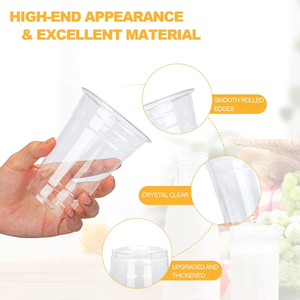 16oz 12oz Disposable U Shape Round Bottom <b>Plastic</b> Drink <b>Cups</b> Custom with Sip Lids for Coffee Dessert - Product Image 5