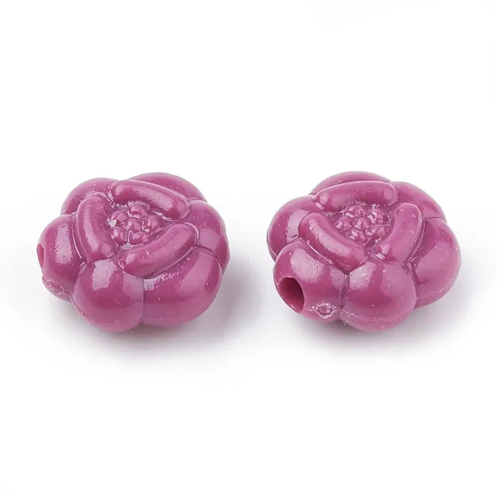 PandaHall 10mm Rose Flower Mixed Color Opaque Acrylic Beads