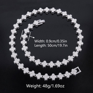 Hot Selling European American Four-leaf Clover <b>Necklace</b> Full Diamond Zircon <b>Small</b> Alloy Jewelry for Men Women Hip-Hop Style - Product Image 2