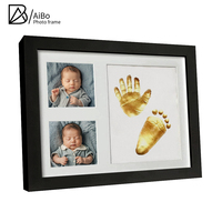 Kit d'empreintes de mains et de pieds pour bébé nouveau-né, cadeau d'anniversaire, empreinte en bois, souvenir de bébé
