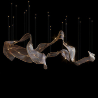 JYLIGHTING Lustre moderne de luxe en cristal avec ruban, hauteur réglable, luminaire suspendu LED personnalisé, grand lustre pour hall d'hôtel, banquet