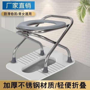 Kang Yuanxiang <b>Folding</b> Toilet Seat Stainless Steel Portable Adult <b>Commode</b> Chair For Elderly And Disabled Patients - Product Image 3
