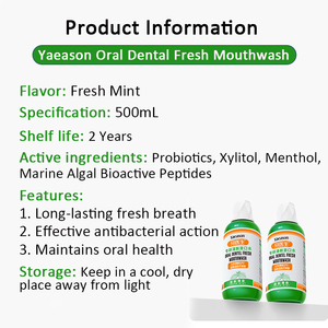 Rince-bouche privé de marque OEM de vente en gros 500ml rince-bouche à la <span class=keywords><strong>menthe</strong></span> fraîche ajouter xylitol et probiotique rince-bouche antibactérien sans <span class=keywords><strong>alcool</strong></span> - Product Image 6