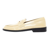 Mocassins Penny à bout rond en cuir microfibre poli, chaussures plates classiques à enfiler, idéales pour le bureau et le quotidien
