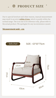 Fauteuil scandinave en lin blanc avec dossier en rotin naturel et structure en bois pour un confort et un style élégants