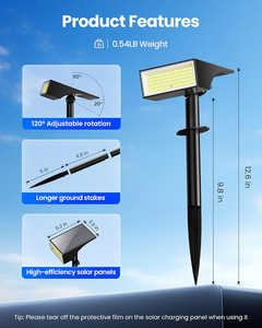 IP65 impermeable 100 LED luces solares de jardín 4 modos de iluminación para paisaje foco camino bandera casa árbol piscina - Product Image 2