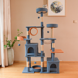 Arbre à chat avec poteau à gratter en sisal, 162 cm, 2 condos, luxe, multi-niveaux, en bois MDF et contreplaqué, OEM/ODM - Product Image 1