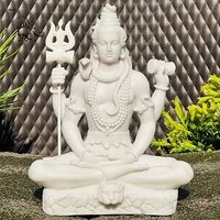 Estatuas de Dioses Hindúes de la India Talladas a Mano de Alta Calidad BLVE, Estatua del Dios Shiva de Mármol Natural Blanco de Tamaño Real