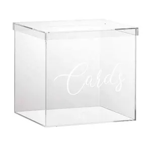 Afneembare Luxe Acryl Clear Wedding Card Box Met Slot Lucite Gift Spaarpot Spaarpot Geld Opslag