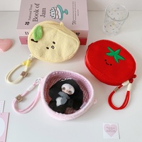 Sac de rangement transparent 3D Kpop Cartoon Fruit pour bébé et étudiant, sac de voyage extérieur mignon en peluche, porte-clés