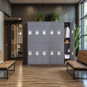 Armoire de rangement métallique grise à 6 portes et 72 pouces avec serrure pour la maison, la salle de sport, le bureau, l'école ou le garage - Product Image 6