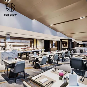 Conception 3D personnalisée moderne restaurant commercial café café boutique restauration rapide meubles banc cabine table à manger et ensembles de chaises